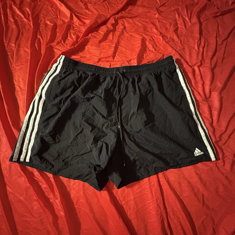 Adidas Shorts Womens XL Y2K Elastic Waist, Sportswear Bottoms, Black White